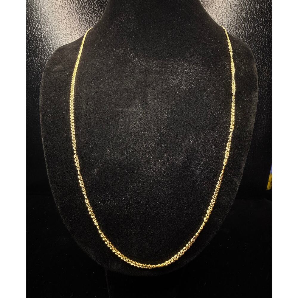 Solid 10k Yellow Italian Gold Nona Link Chain Necklace 22" Long 2mm Wide - Picture 4 of 8